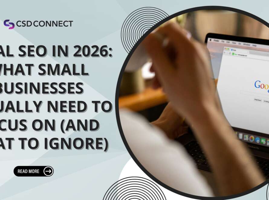 Small business owner searches Google as part of local SEO strategy in 2026